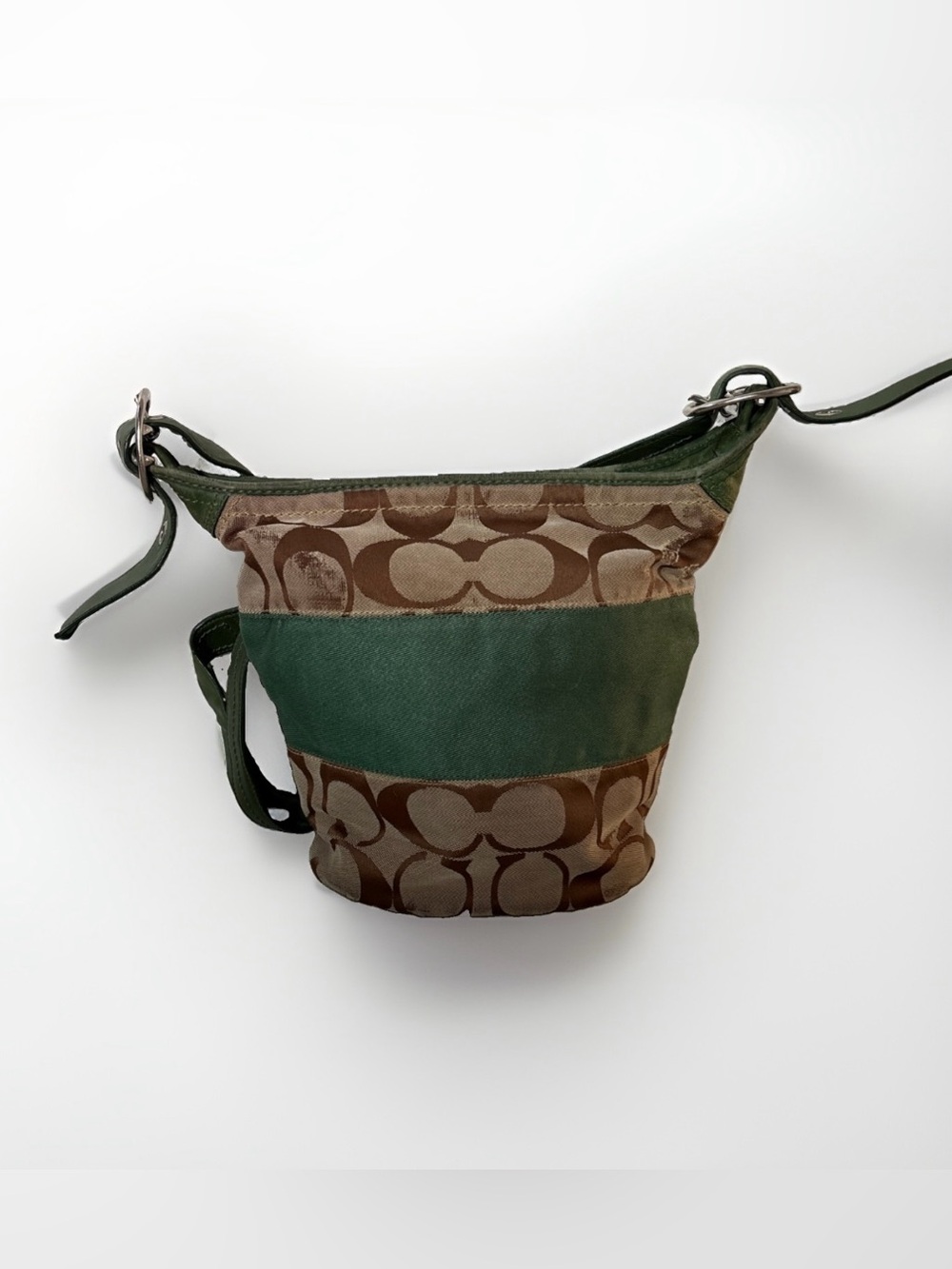 Coach green & brown crossbody bag F13362
